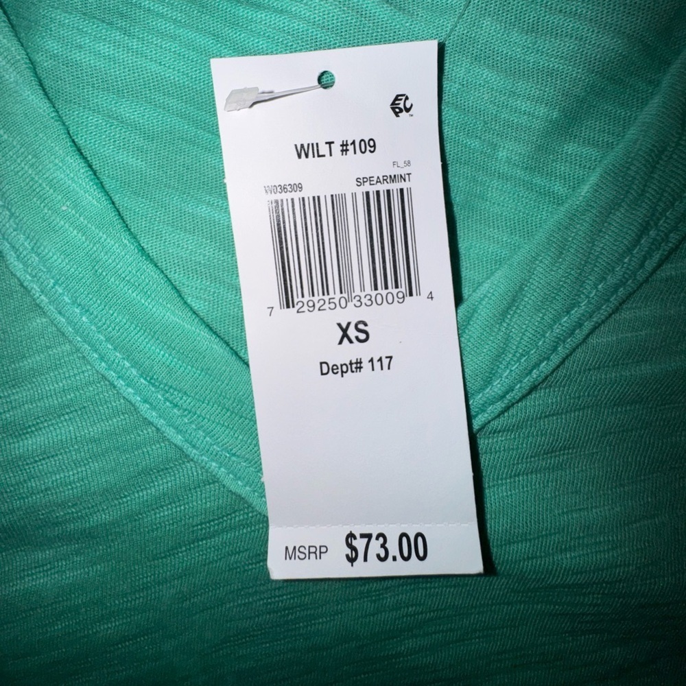 Wilt 100% Cotton V-Neck Tee Spearmint Green Made in USA Women’s XS NWT - Picture 6 of 12